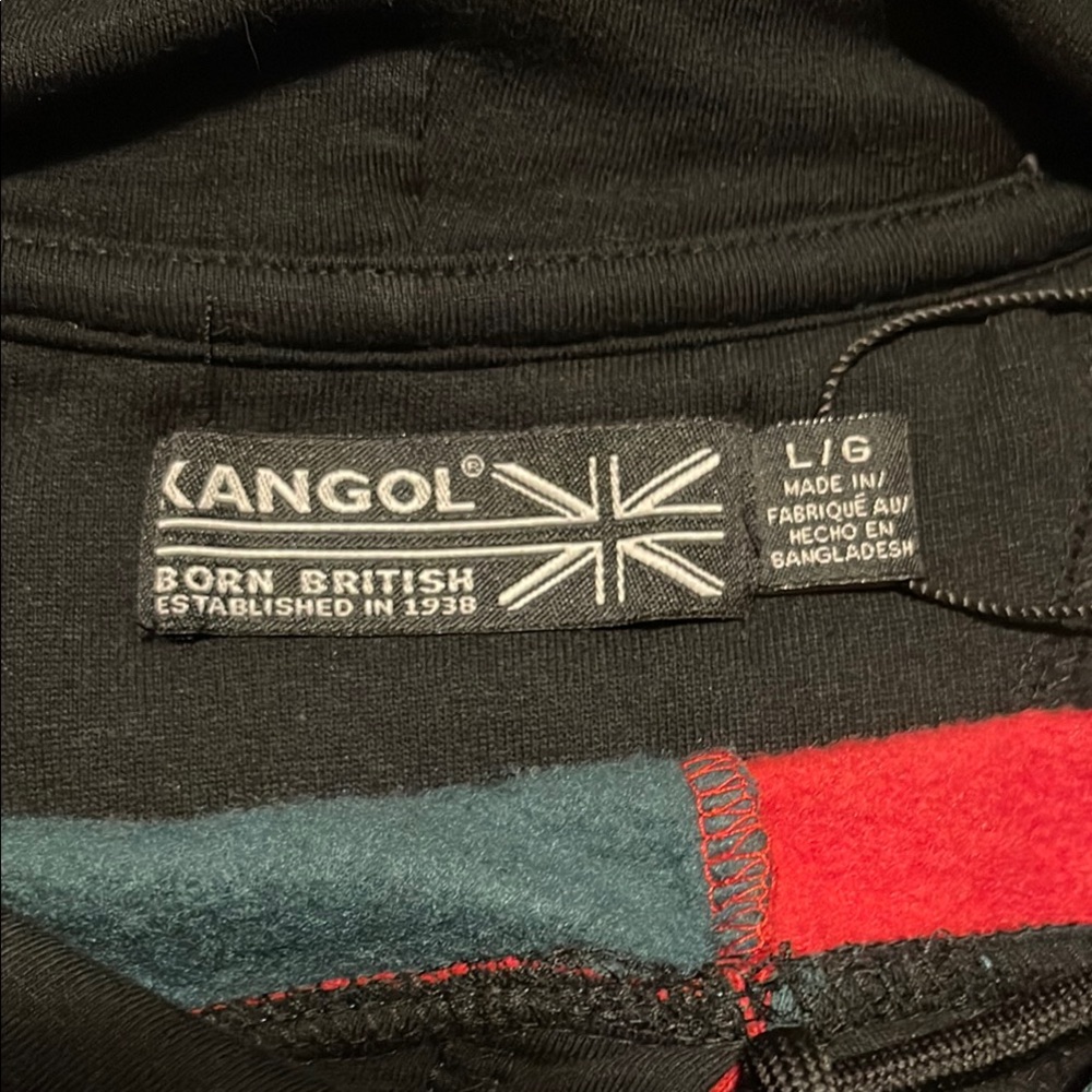 Super Rare Vintage Kangol Red and Green Color-Block Hoodie - Picture 2 of 4